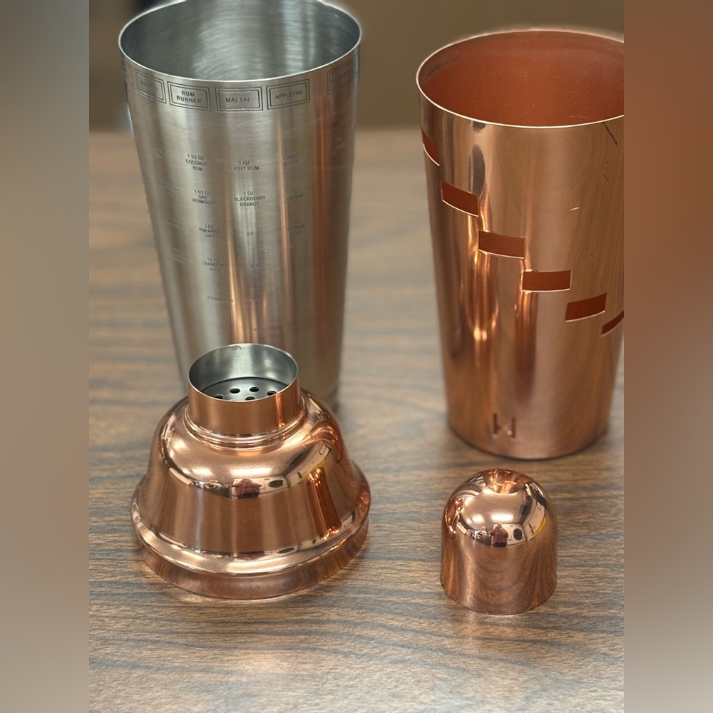 5 piece Copper Cocktail Shaker w Recipes and spoon - Picture 6 of 8